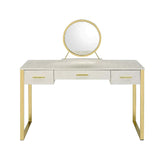 Myles Antique White & Champagne Finish Vanity Desk Model AC00841 By ACME Furniture